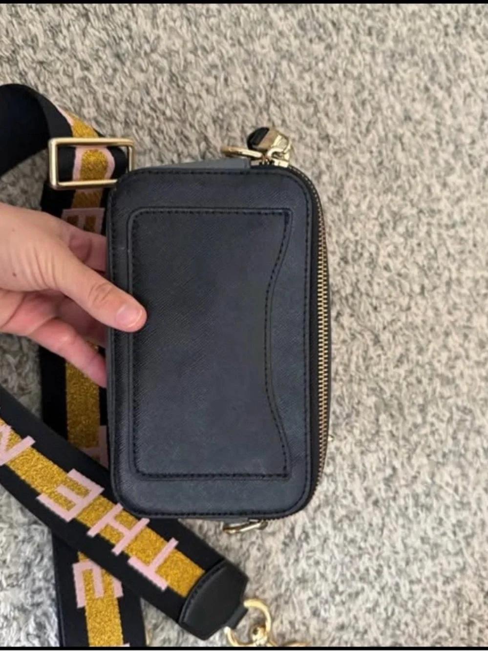 Marc Jacobs Black Crossbody Camera Bag with Logo Strap